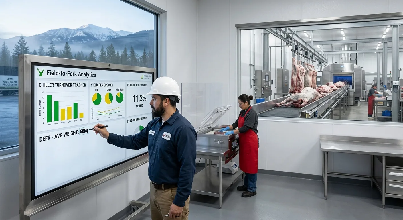 Operational reporting dashboard showing season harvest metrics, yield ratios, and plant analytics